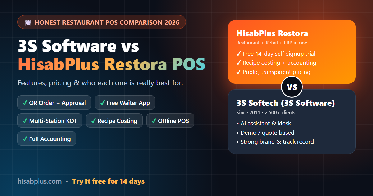 3S Software vs HisabPlus Restora POS Comparison 2026